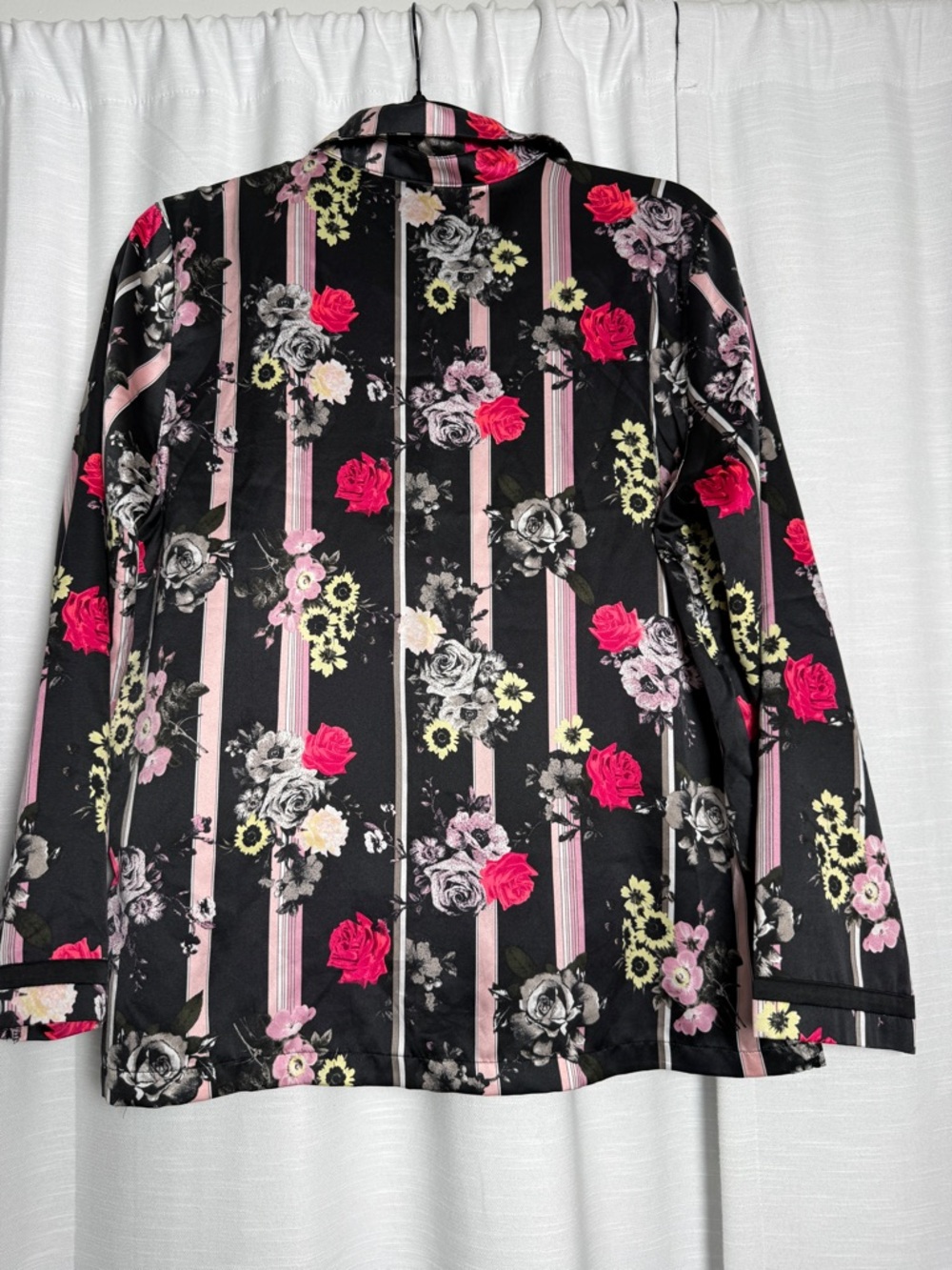 Victoria’s Secret Satin Floral Pajama Set Matching Lounge Set Black | Size S - Picture 11 of 17